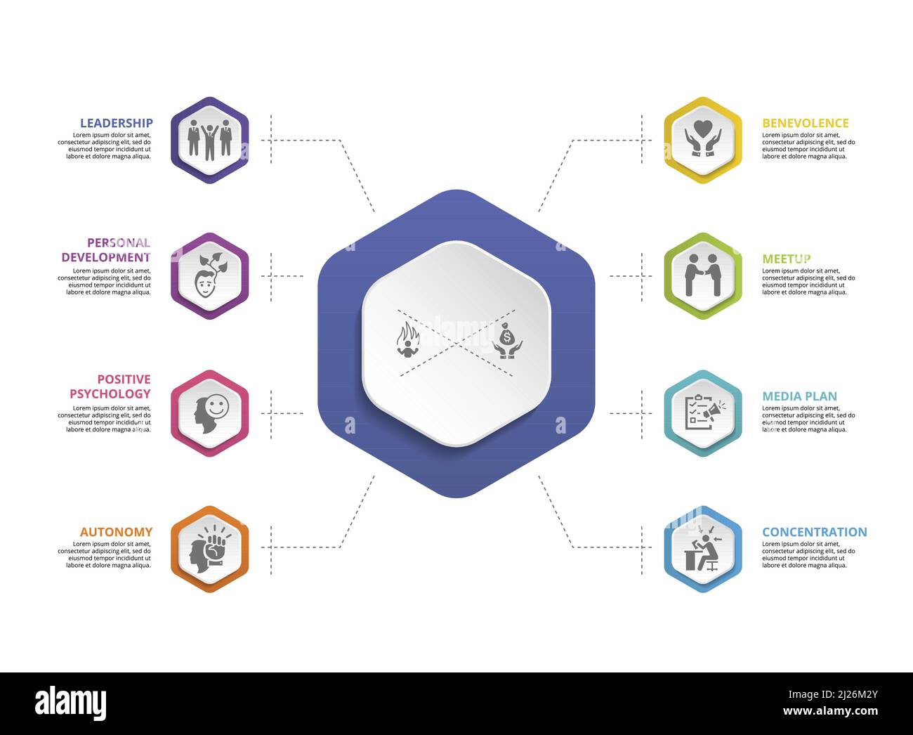 Infographic Business Management icons vector illustration. 8 colored ...
