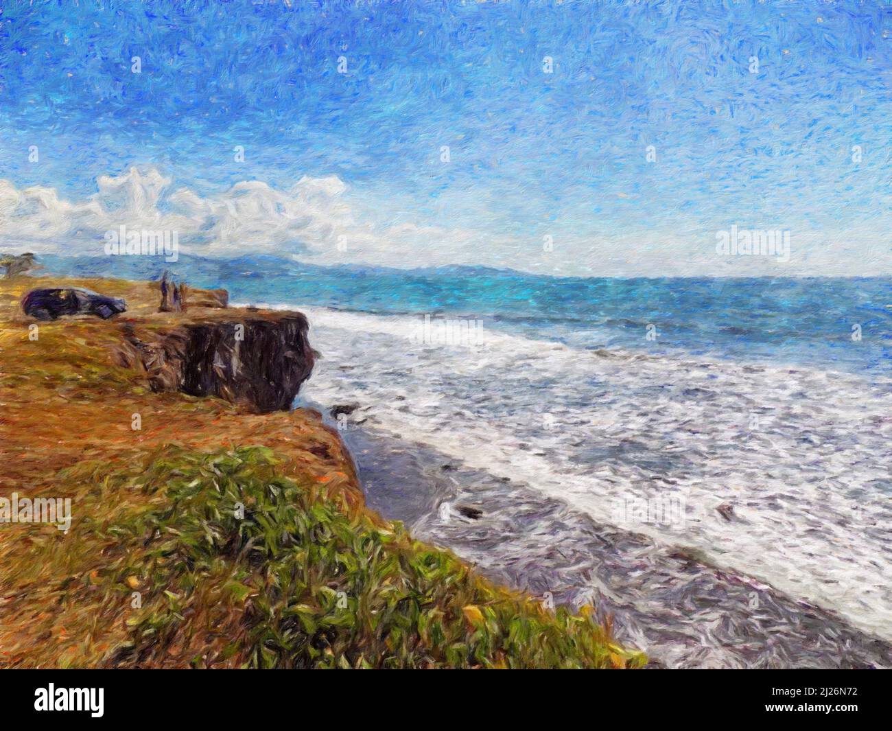 Watercolor and oil painting nature landscape, famous travel and ...