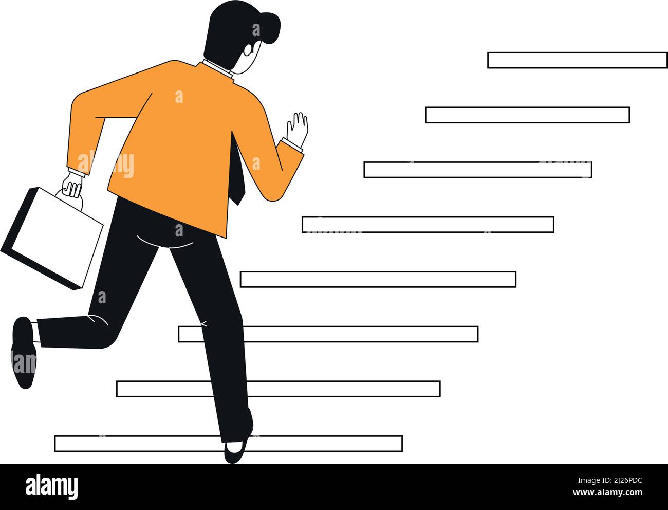 Man running stairs. Businessman climbing career steps Stock Vector