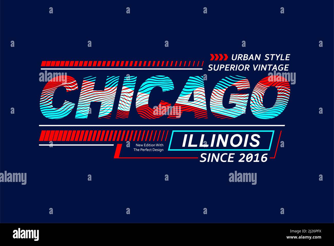Typography design Chicago, vector illustration, to print on t-shirts and other uses Stock Vector