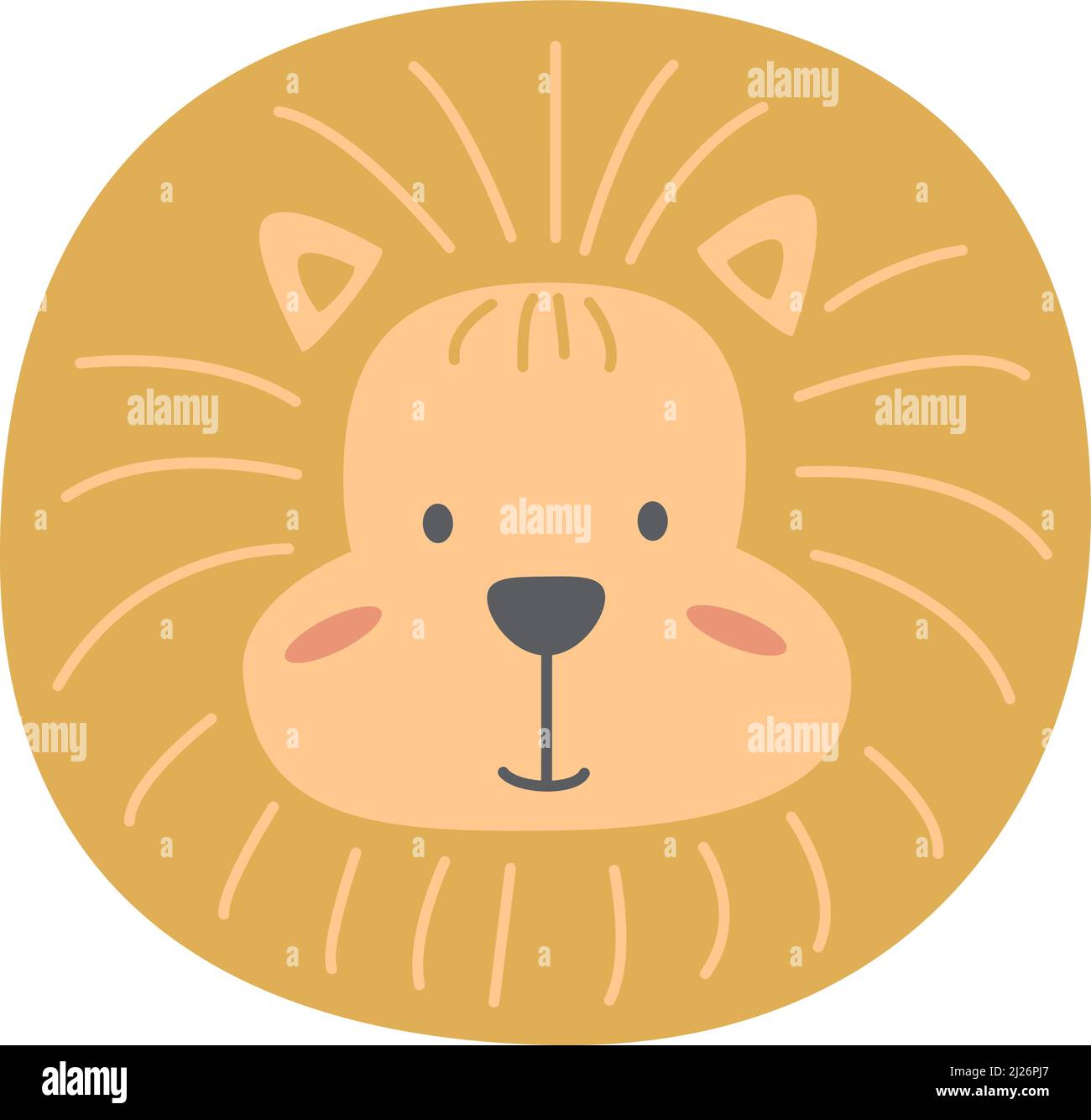Lion head in cute baby style. Lovely animal face Stock Vector Image ...