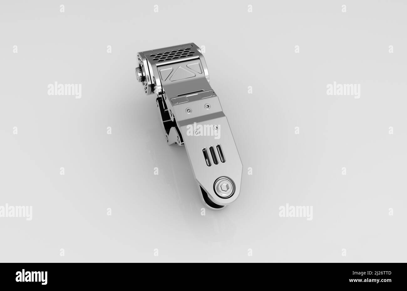 Metal parts on light gray background,3D rendering Stock Photo - Alamy