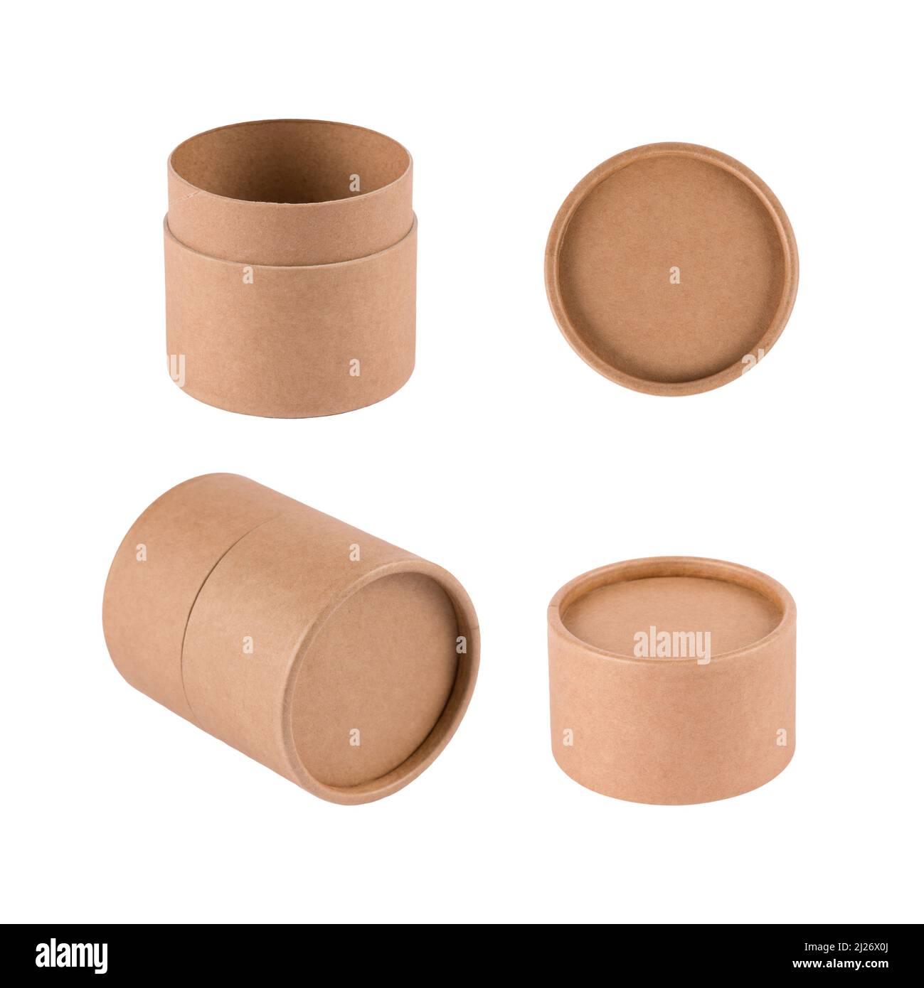 Mockup image of paper tube with paper lid in different positions ...