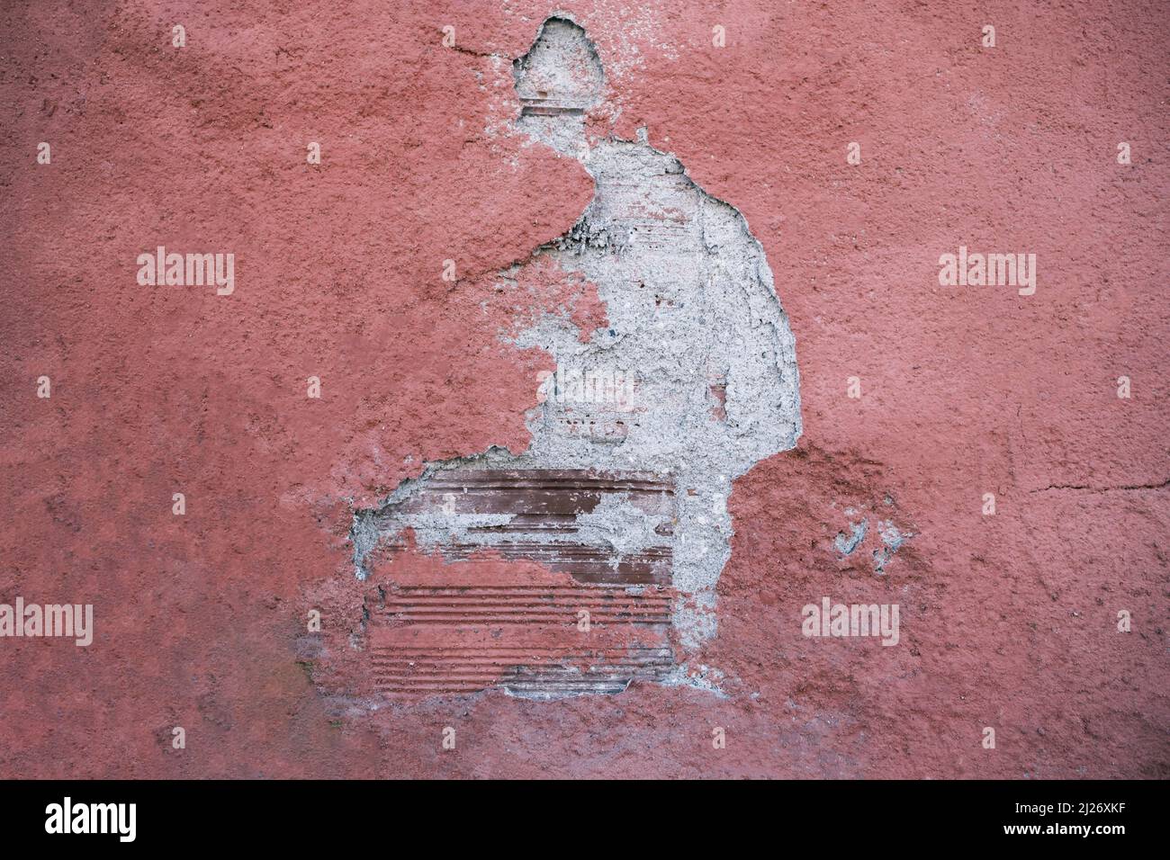 Texture map. Worn, plaster and paint peeled off. concrete blank wall. Selective Focus Stock