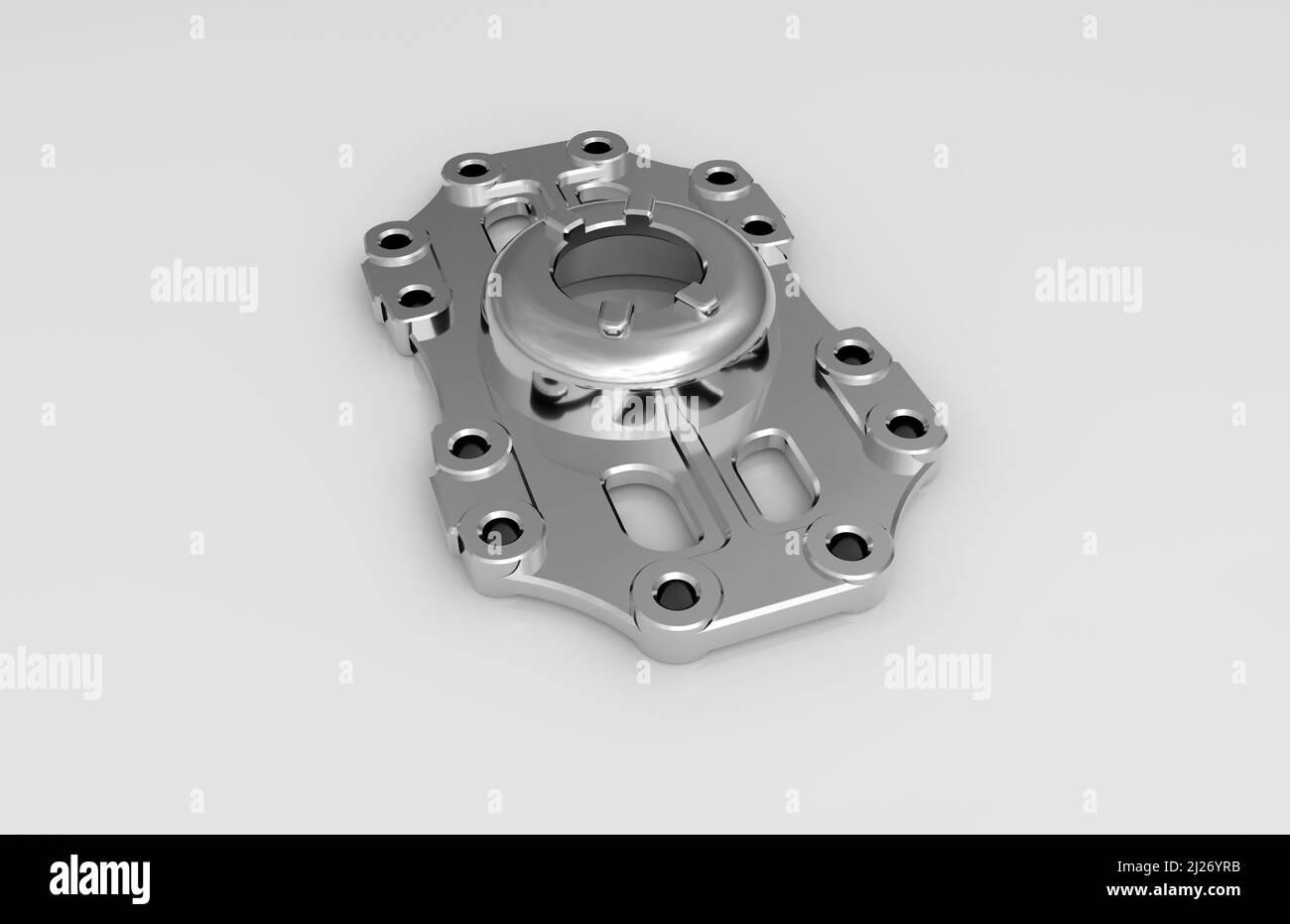 Metal parts on light gray background,3D rendering Stock Photo - Alamy