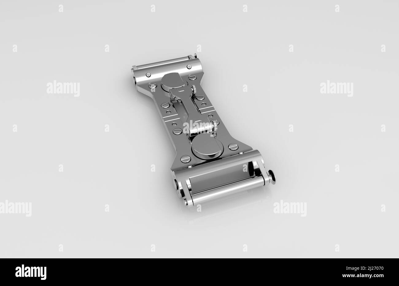 Metal parts on light gray background,3D rendering Stock Photo - Alamy