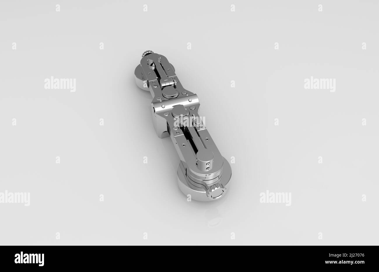 Metal parts on light gray background,3D rendering Stock Photo - Alamy