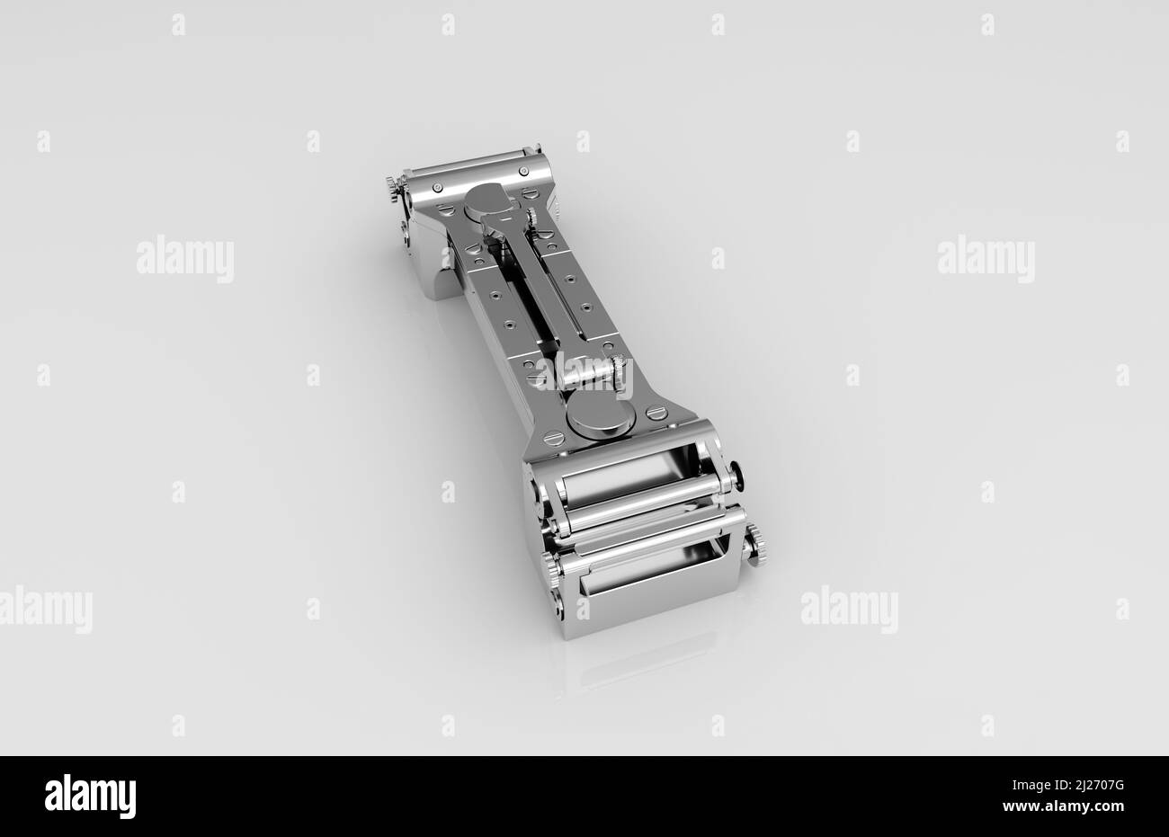 Metal parts on light gray background,3D rendering Stock Photo - Alamy