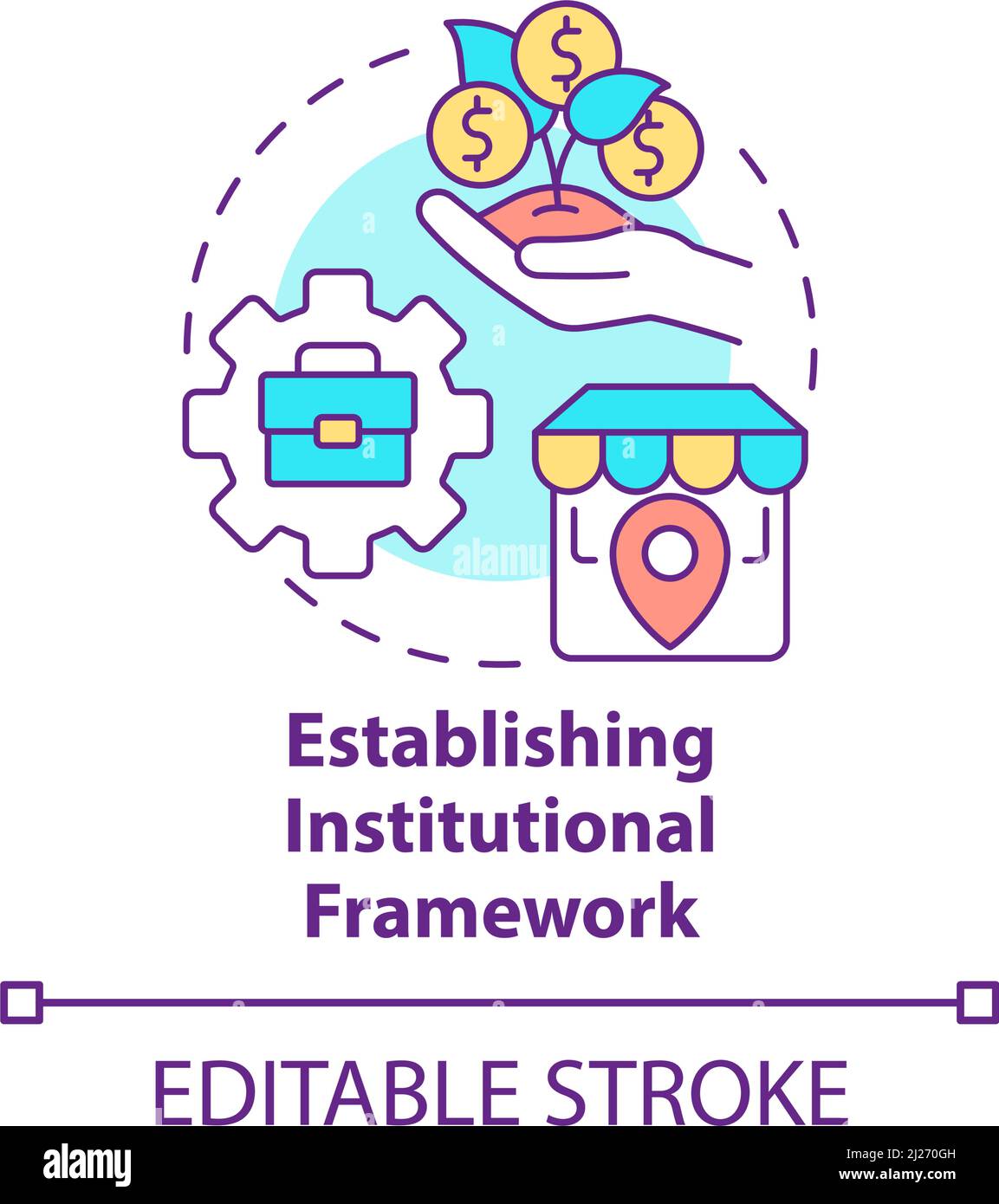 Establishing institutional framework concept icon Stock Vector