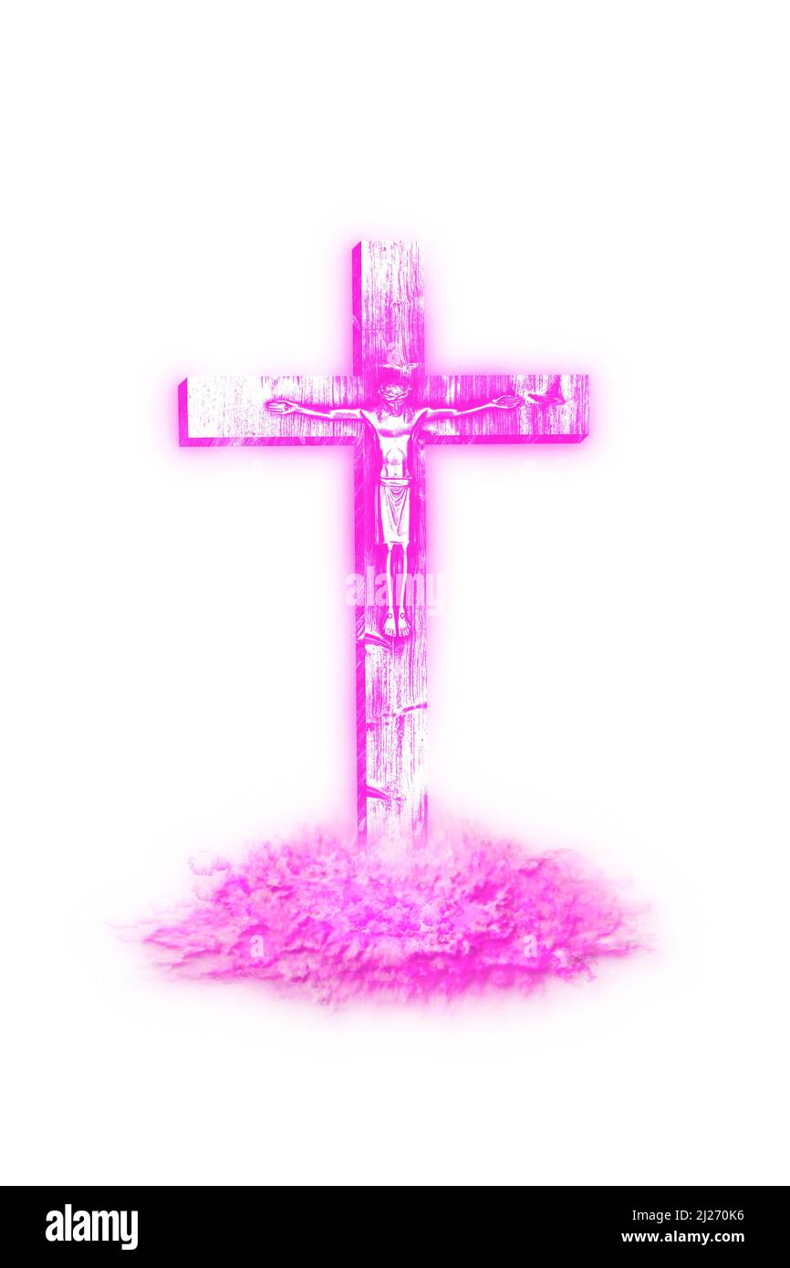 Jesus Christ crucified on the cross. He is risen. Easter concept. NFT and crypto art illustration Stock Photo - Alamy Jesus Christ crucified on the cross. He is risen. Easter concept. NFT and crypto art illustration Stock Photo - Alamy