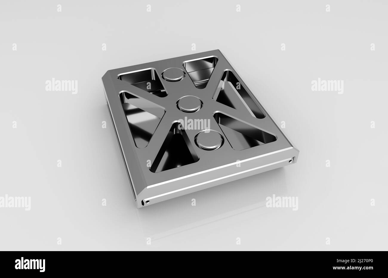 Metal parts on light gray background,3D rendering Stock Photo - Alamy