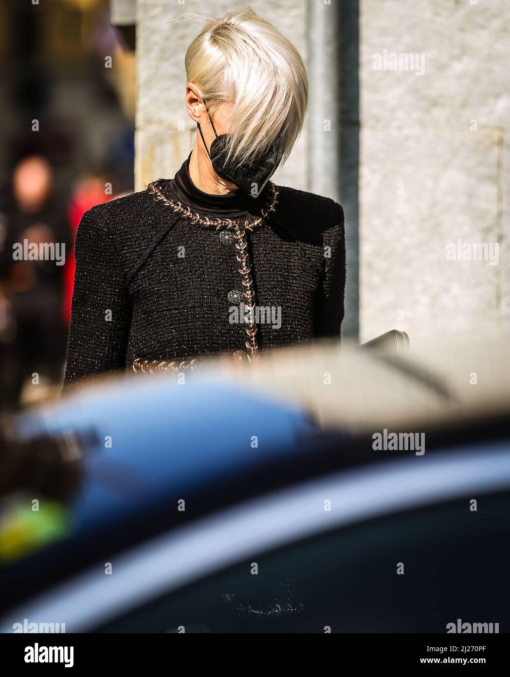 MILAN, Italy- February 25 2022: Kate Lanphear on the street in Milan. Stock Photo