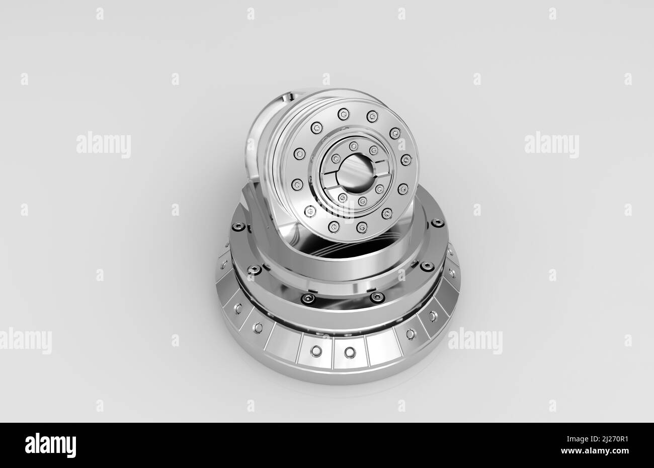 Metal parts on light gray background,3D rendering Stock Photo - Alamy