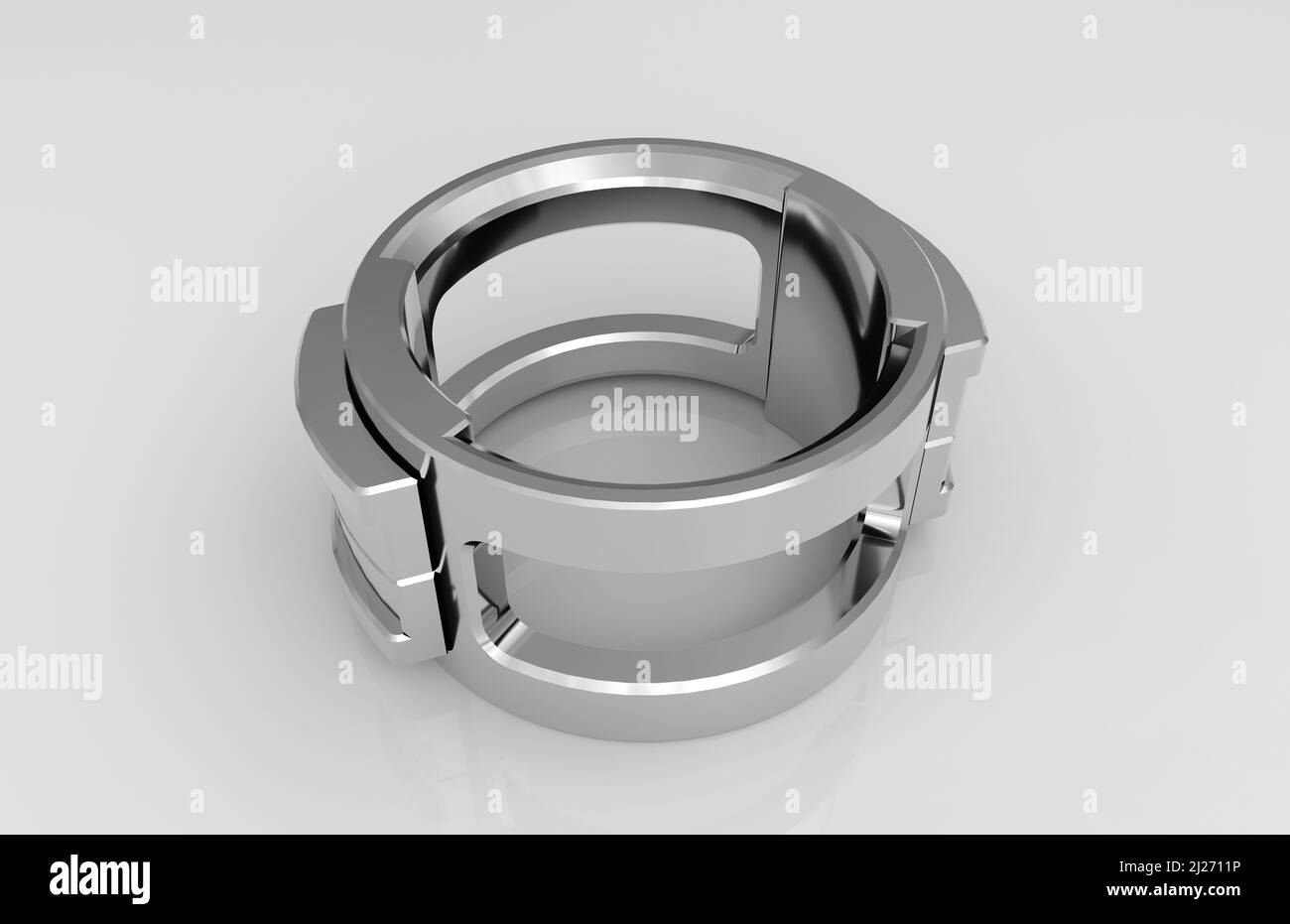 Metal parts on light gray background,3D rendering Stock Photo - Alamy