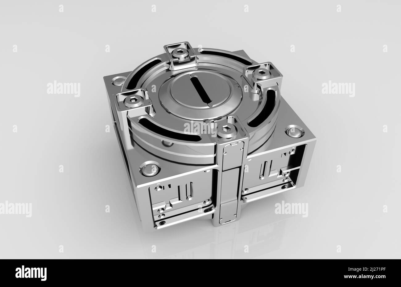 Metal parts on light gray background,3D rendering Stock Photo - Alamy