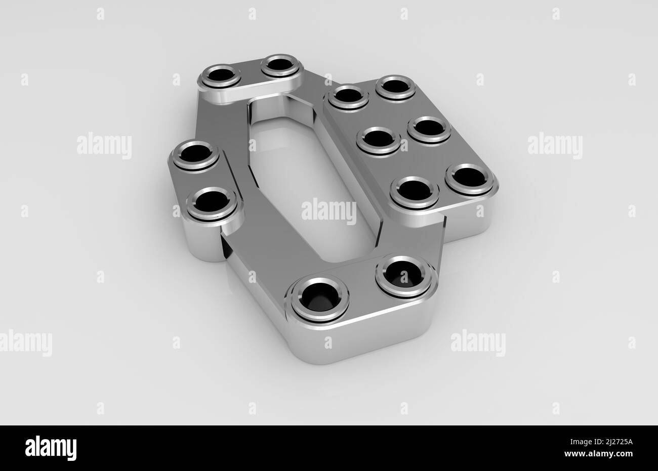 Metal parts on light gray background,3D rendering Stock Photo - Alamy