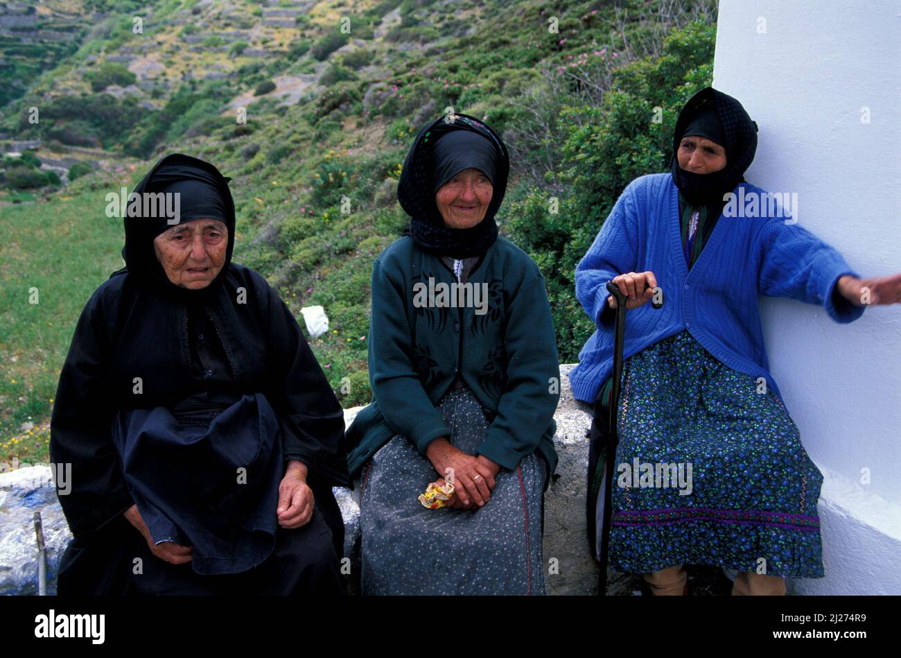 Women in Olymbos, Olimpos,  Karpathos island, Dodecanese, Greece, Europe Stock Photo