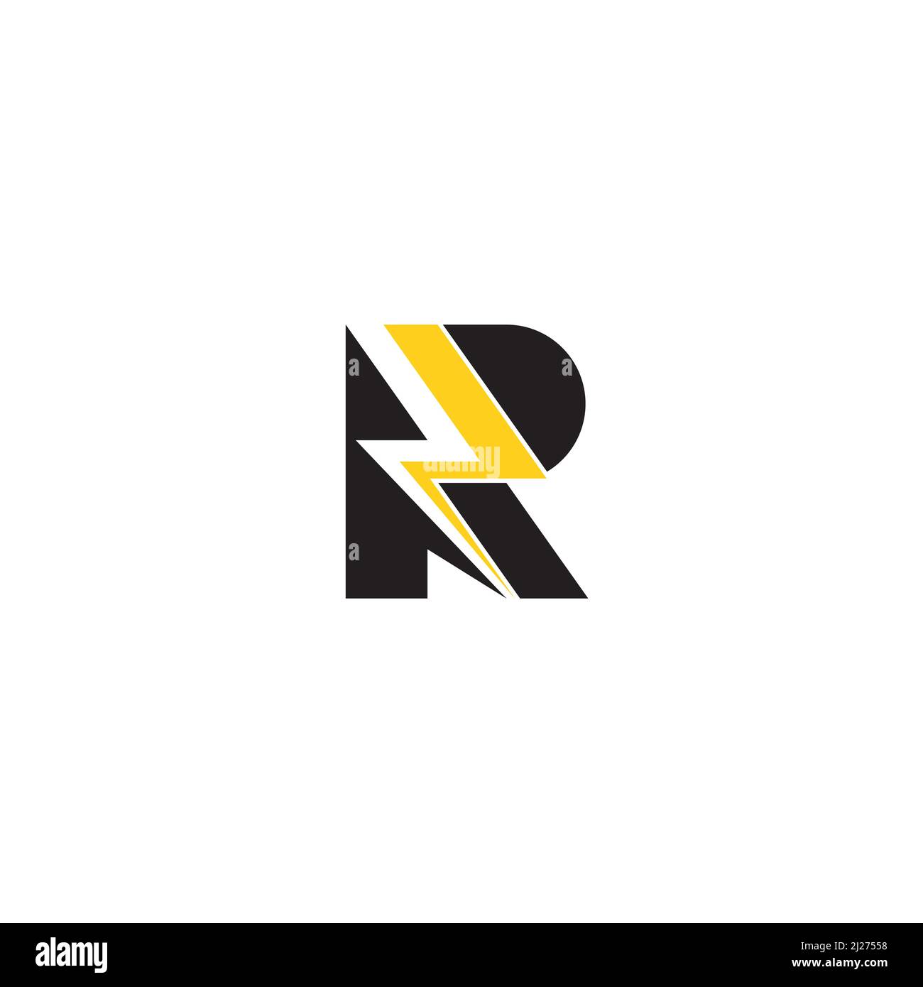 Letter R and Lightning logo or icon design Stock Vector
