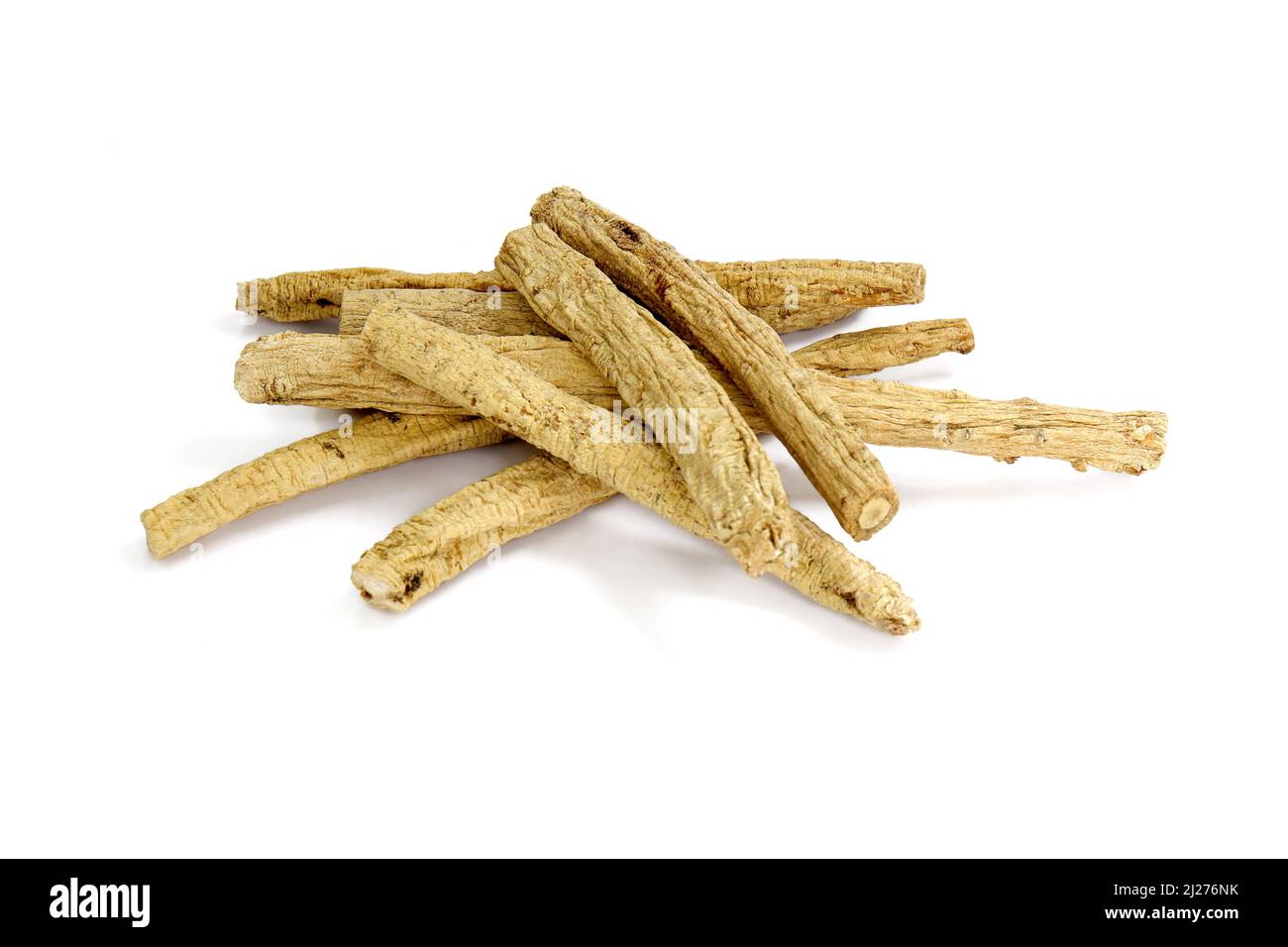 Chinese Herbal medicine - Dang  Shen or poor man's ginseng (Codonopsis pilosula) on white background Stock Photo