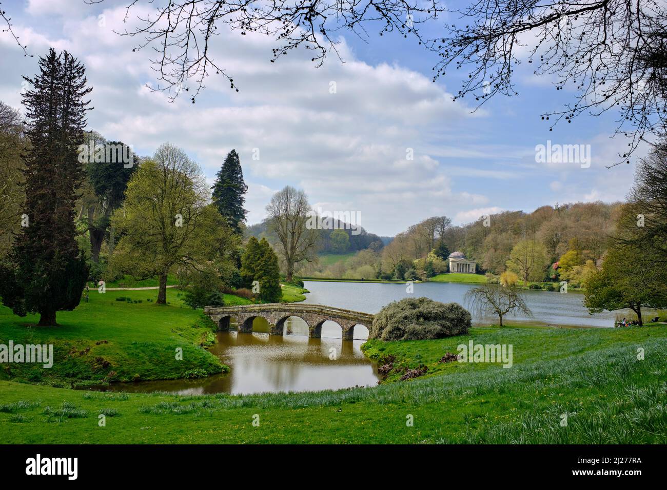 Stourhead in April in Wiltshire Stock Photo