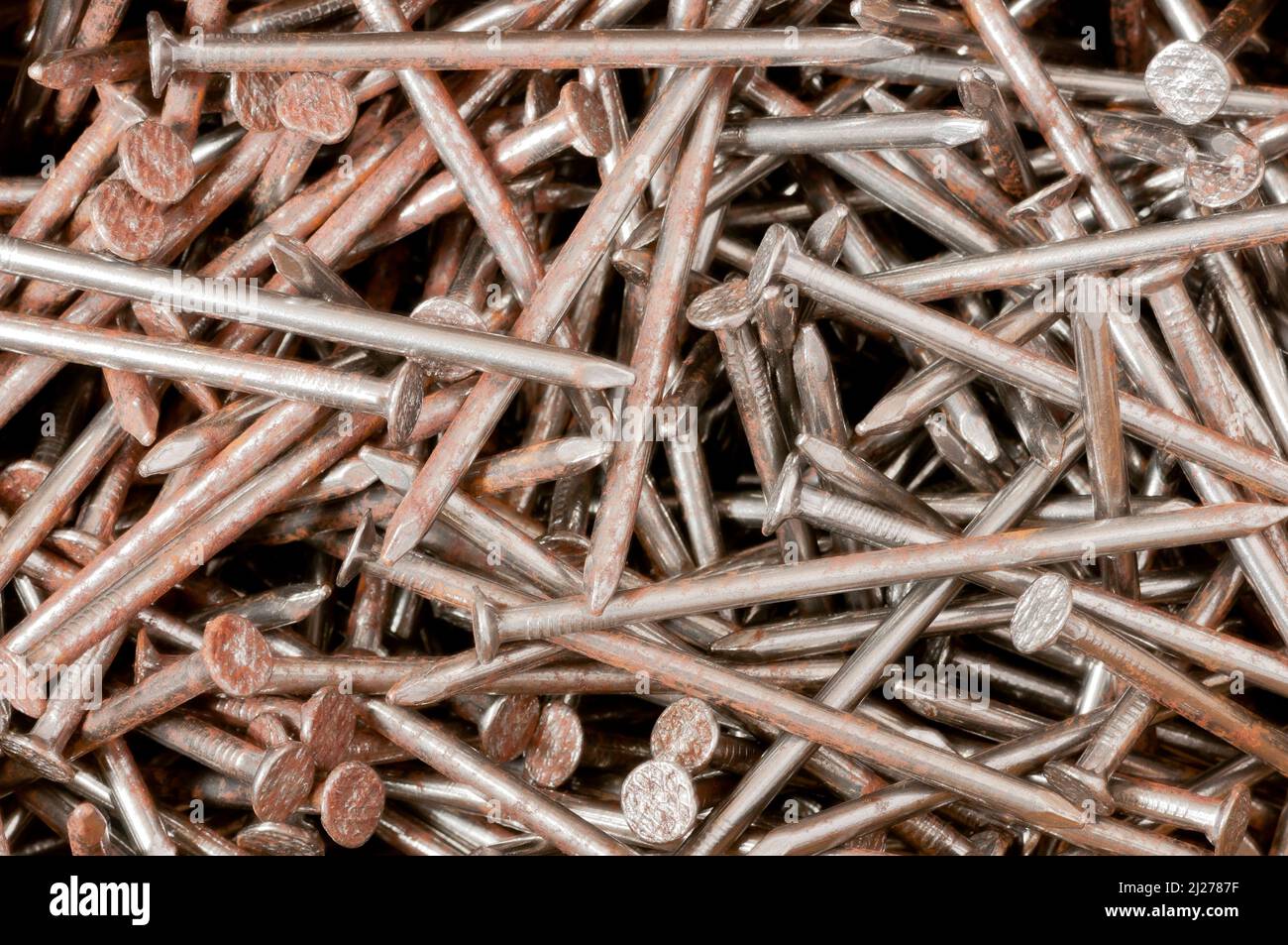 Nails on a table Stock Photo