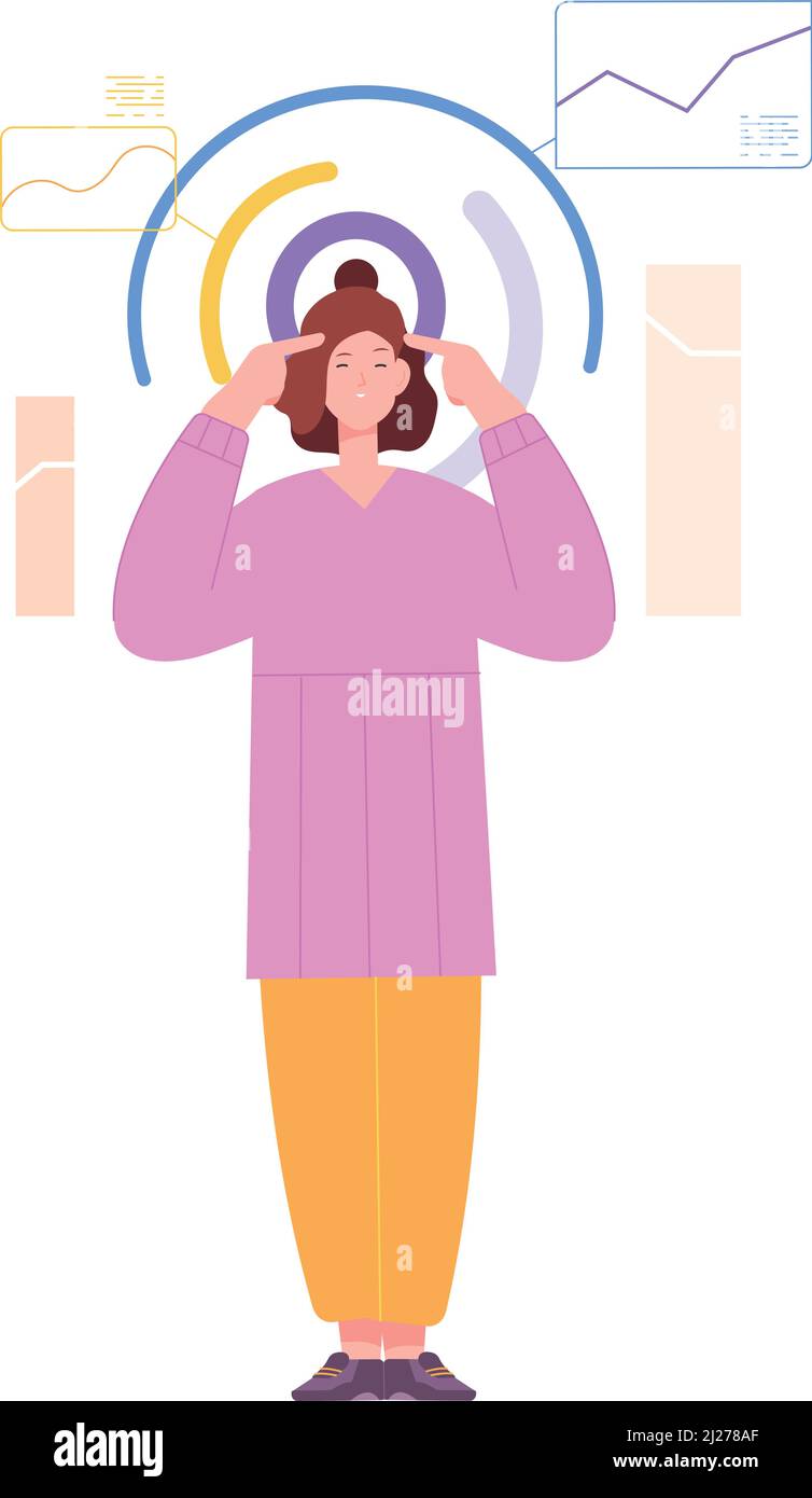 Analytical brain person. Logical thinking mindset character isolated on