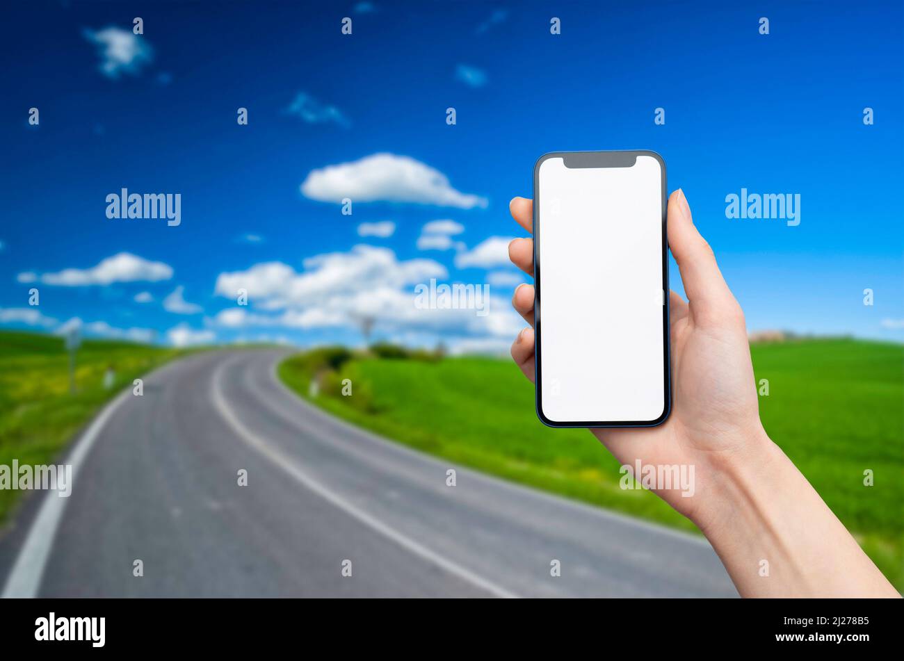 Hand holds smartphone copy hi-res stock photography and images - Alamy