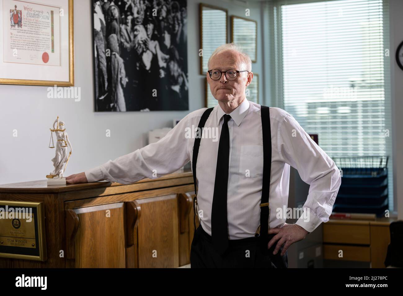 Sir Tom Winsor Her Majesty's Chief Inspector of Constabulary photographed at his offices in Victoria, London, UK 28th March 2022 Stock Photo