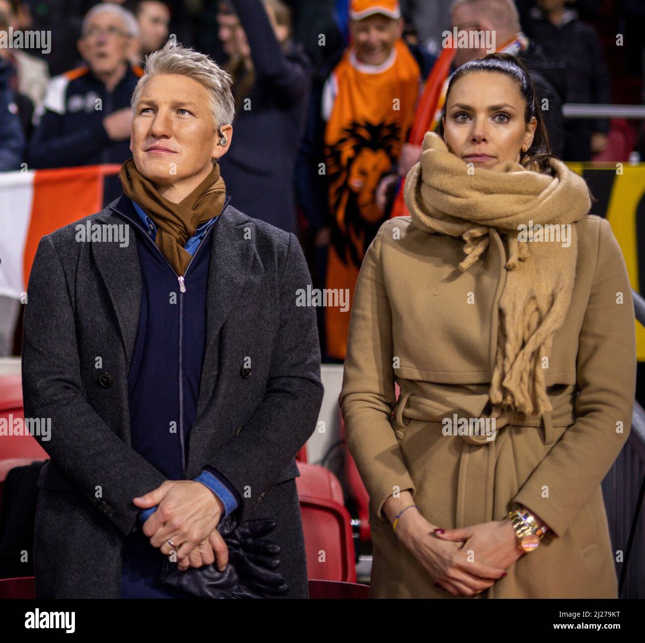 ARD Experte Bastian Schweinsteiger und ARD Moderatorin Esther Sedlaczek Niederlande - Deutschland  Netherlands - Germany  29.03.2022, Fussball; DFB, S Stock Photo