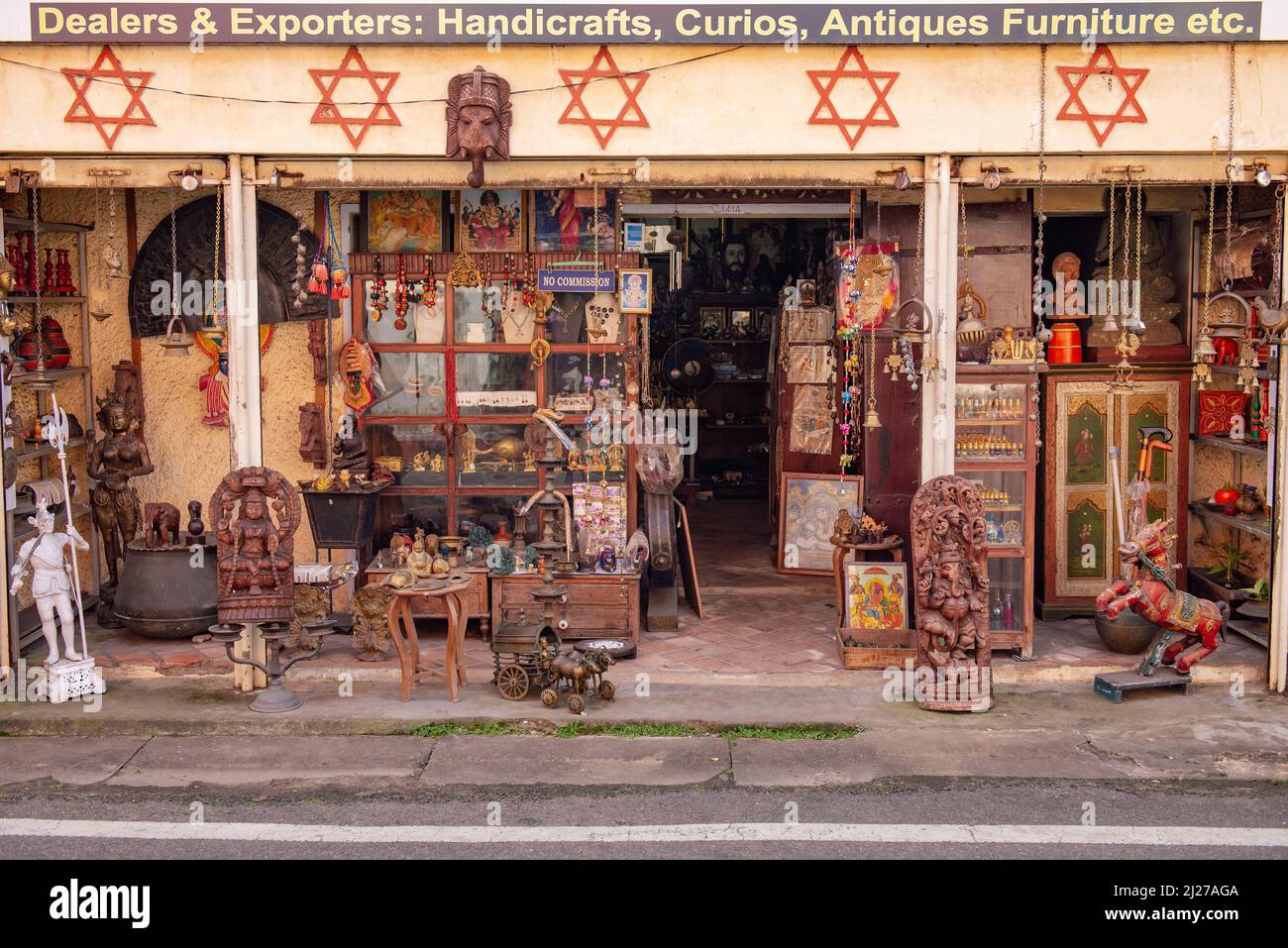 Kochi, India - January 16, 2017: Heritage art store and historic place in Mattancherry district, Cochin. Kerala travel destinations Stock Photo