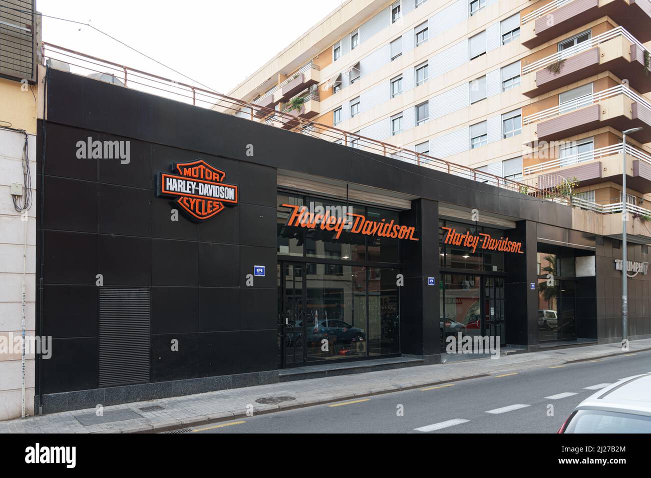 VALENCIA, SPAIN - MARCH 28, 2022: Harley-Davidson is an American motorcycle manufacturer founded in 1903 Stock Photo