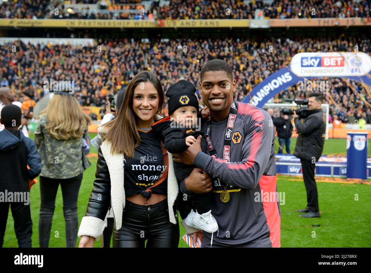 Wolves Fc footballer Ivan Cavaleiro and Andreia Filipa Nunes. Wolverhampton Wanderers celebrate winning the Sky Bet Championship 28/04/2018 Stock Photo