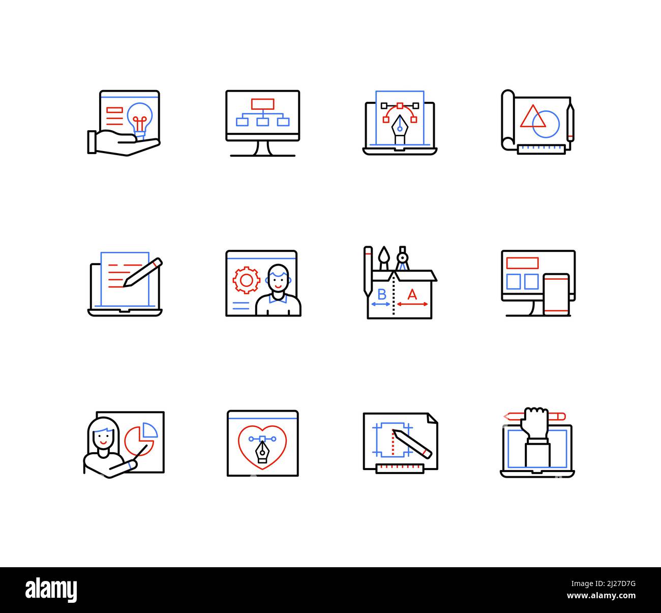 Online graphic design technology - modern line icons set Stock Vector