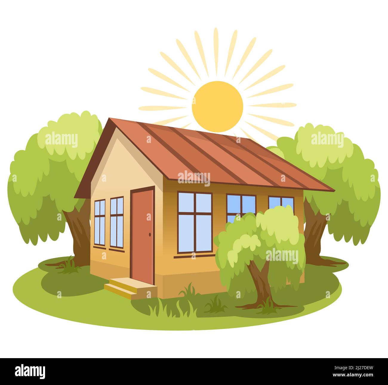 Summer landscape. House surrounded by trees Stock Vector Image & Art ...