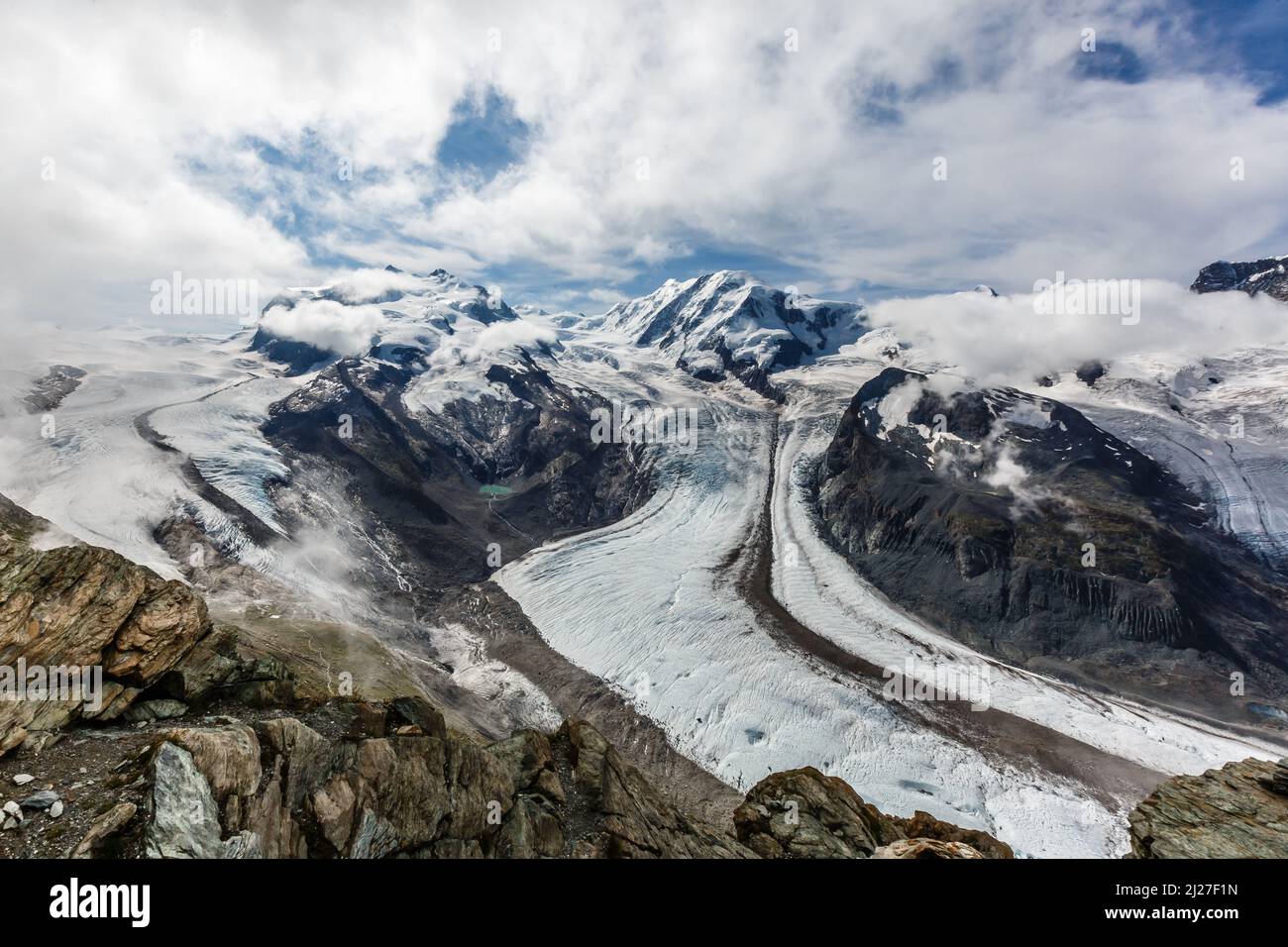 Aerial view of the Alps mountains in Switzerland. Glacier Stock Photo ...