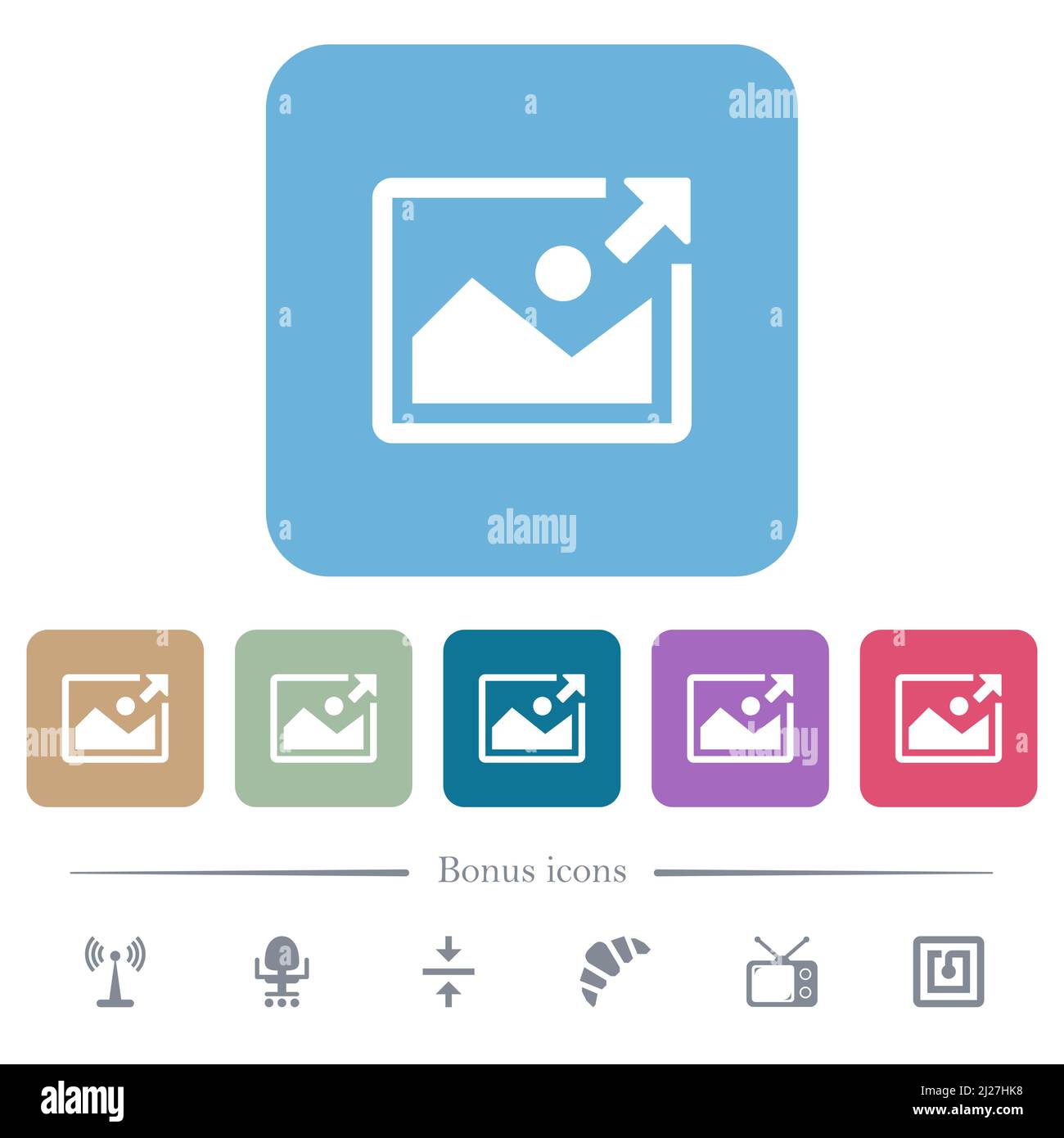 Export image white flat icons on color rounded square backgrounds. 6 ...