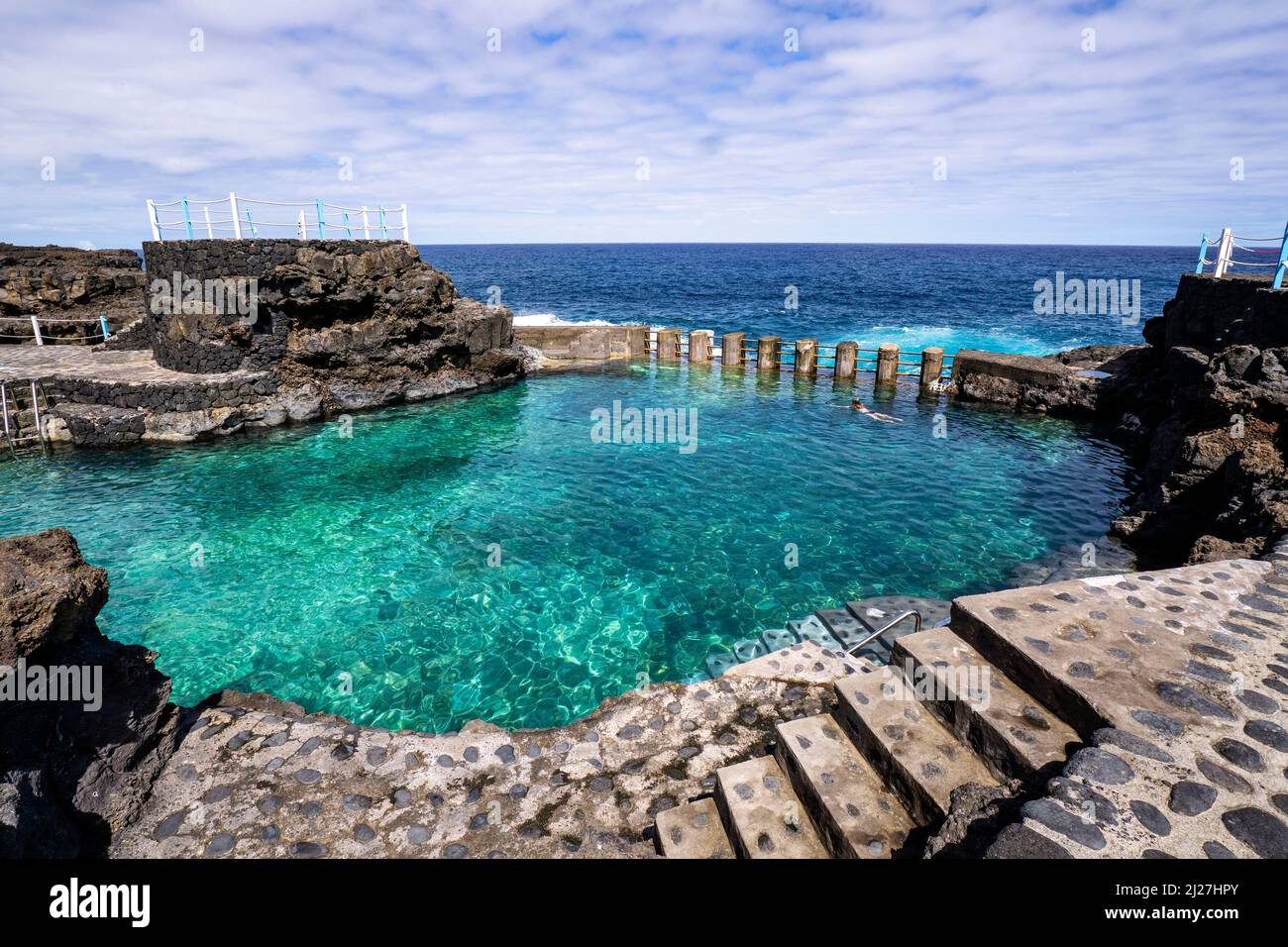 Charco Azul natural swimming pool on the Canary Island of La Palma Stock Photo