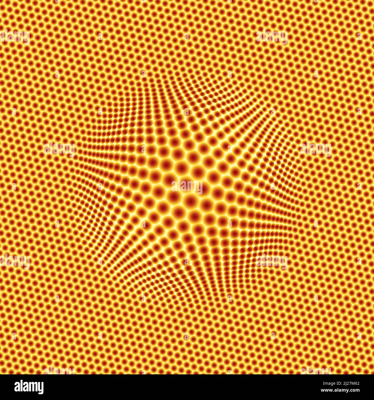 Abstract geometric pattern of hexagons magnified in the middle Stock Photo