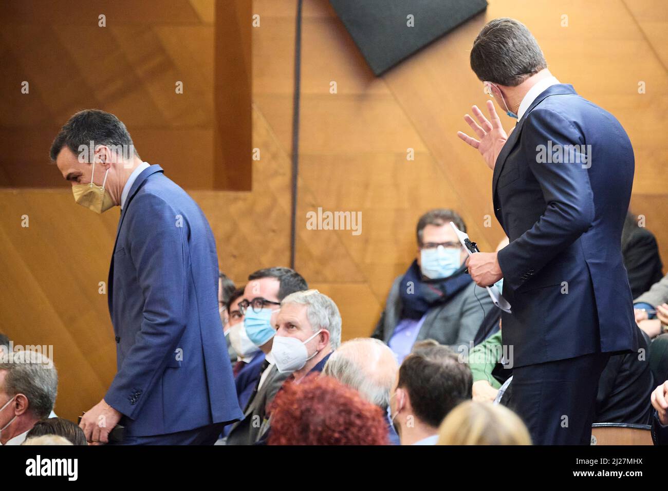Madrid, Madrid, Spain. 30th Mar, 2022. Pedro Sanchez, Prime Minister, Mark Rutte, Prime Minister of the Netherlands attend 26th Carlos de Amberes Memorial Lesson under the title 'A European response to the new reality' at The Prado Museum on March 30, 2022 in Madrid, Spain (Credit Image: © Jack Abuin/ZUMA Press Wire) Credit: ZUMA Press, Inc./Alamy Live News Stock Photo
