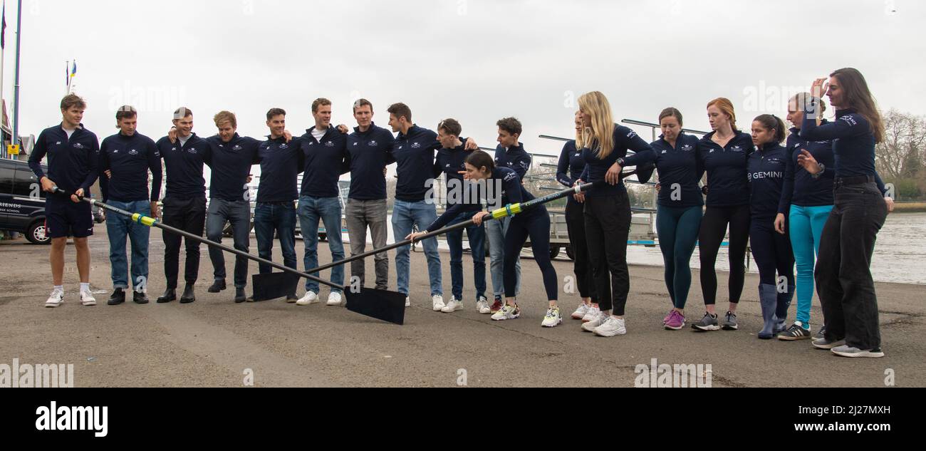 London, UK. 30th Mar, 2022. Oxford & Cambridge crews meet the press at