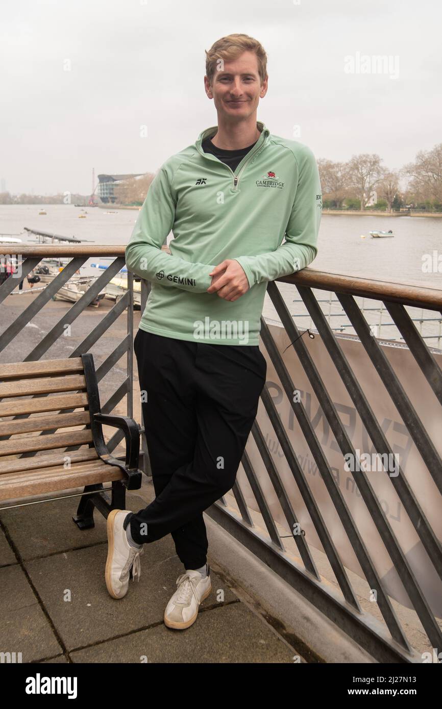 London, UK. 30th Mar, 2022. James Hunter.Oxford & Cambridge crews meet the press at The London Rowing Club on Putney Embankment. Men's and Women's crews for Sunday's Boat Race attended a meet the press event. Credit: Peter Hogan/Alamy Live News Stock Photo