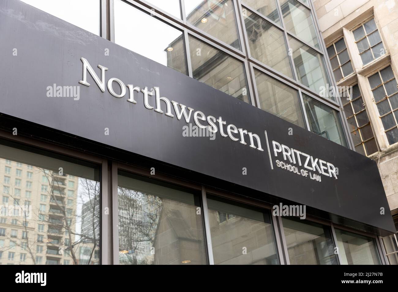The Pritzker School of Law at Northwestern University in downtown Chicago. Stock Photo