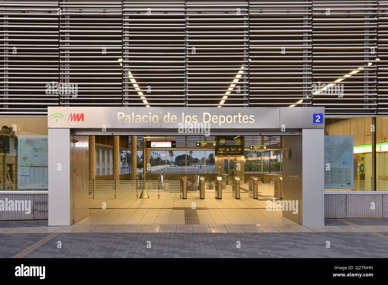 Palacio de los Deportes, modern metro station entrance in Malaga Spain Stock Photo Alamy
