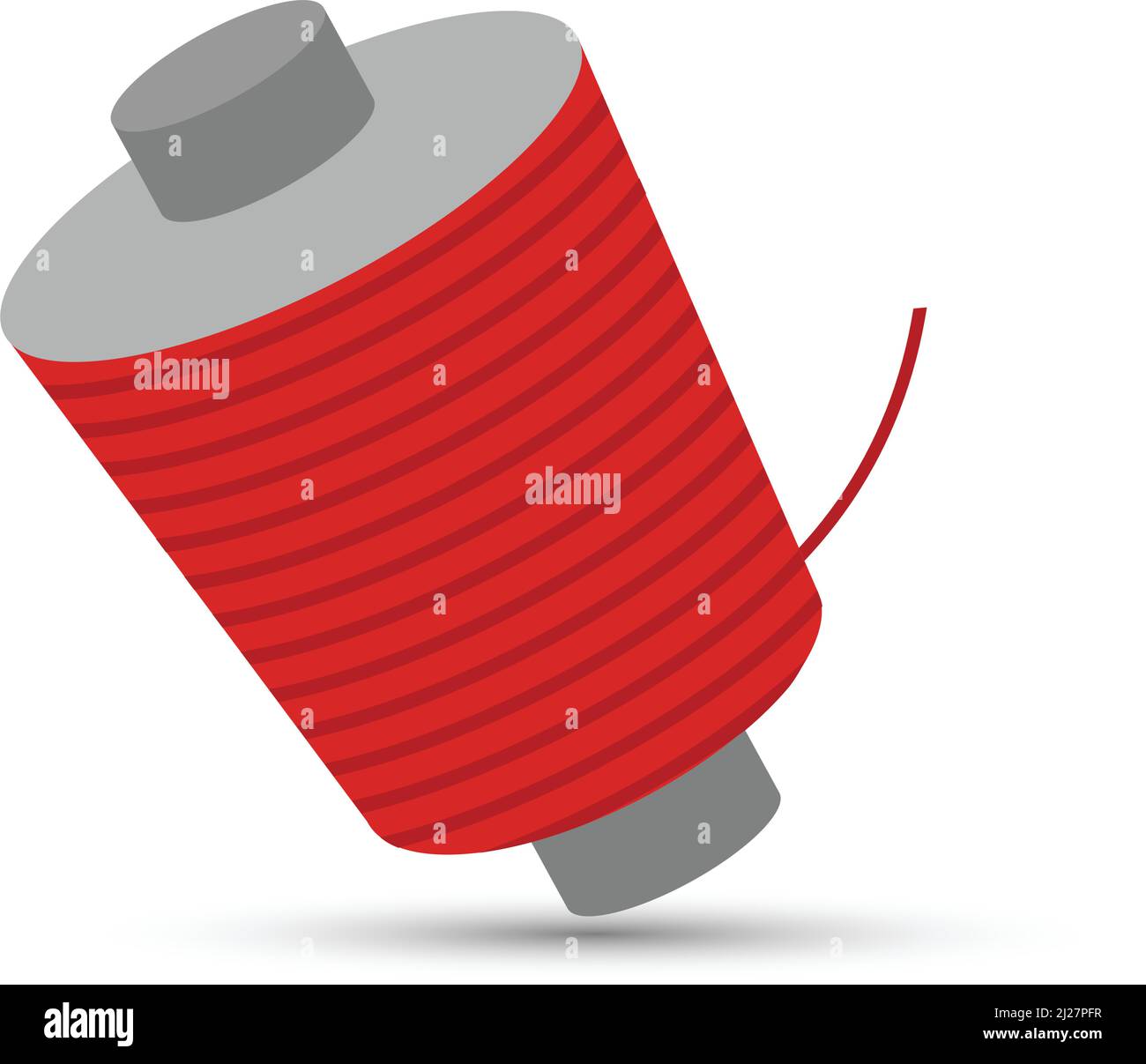 Red Yarn Textile Tool Thread Bobbin on white background Stock Vector