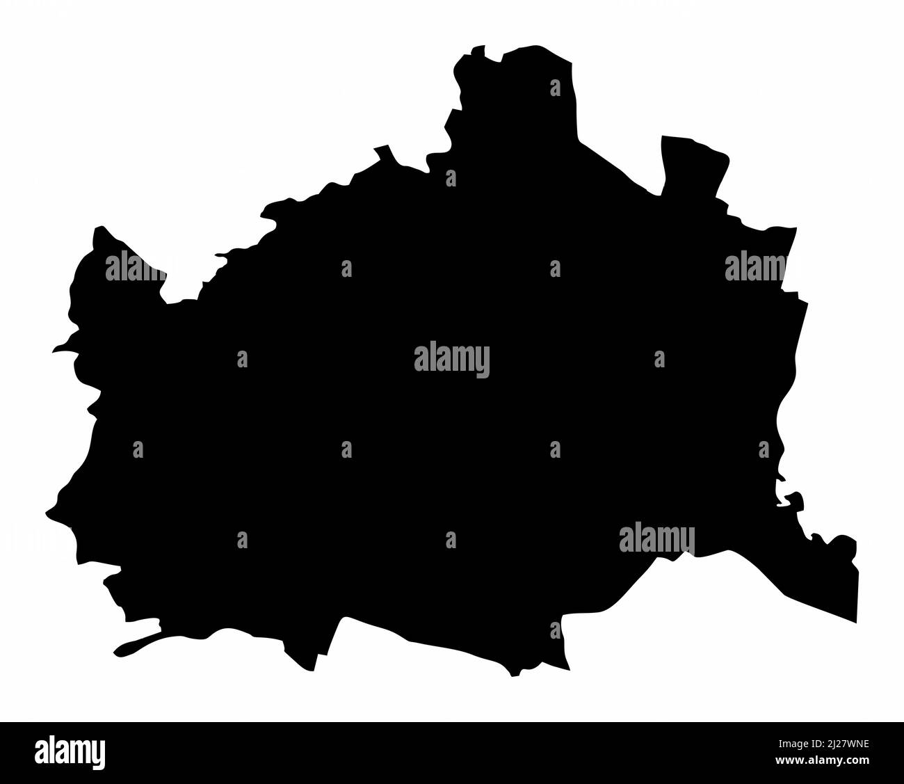 Vienna silhouette map isolated on white background, Austria Stock Vector