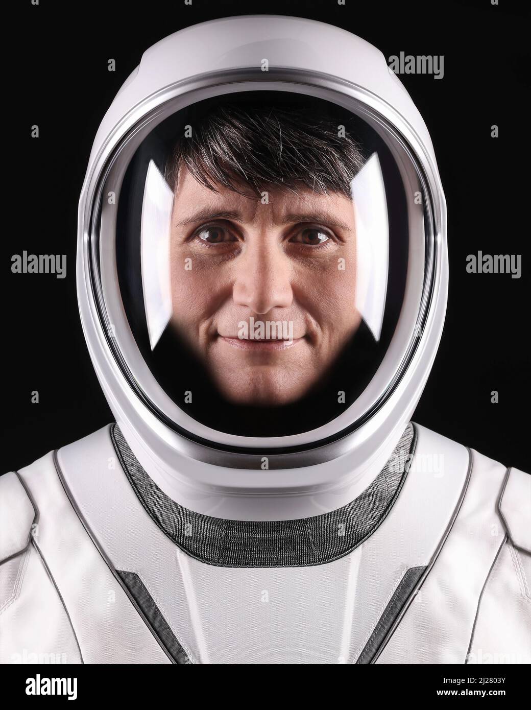 Hawthorne, California, USA. 21st Mar, 2022. Astronaut SAMANTHA CRISTOFORETTI of ESA (European Space Agency), SpaceX Crew-4 Mission Specialist, poses for a portrait in her pressure suit at SpaceX headquarters in Hawthorne. Credit: SpaceX/ZUMA Press Wire Service/ZUMAPRESS.com/Alamy Live News Stock Photo