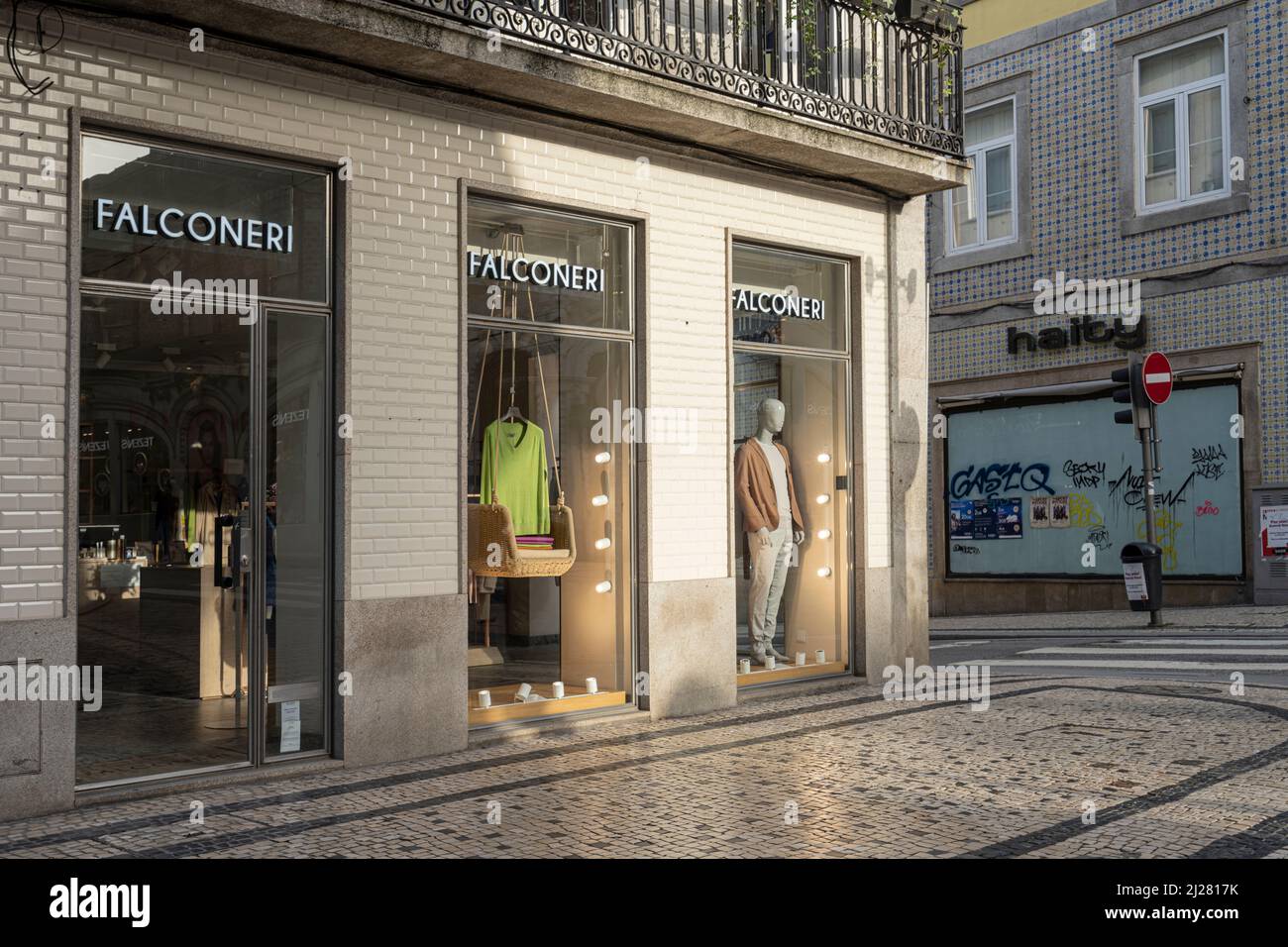 Porto, Portugal. March 2022. the window shop of Falconeri fashion brand in the city center Stock Photo