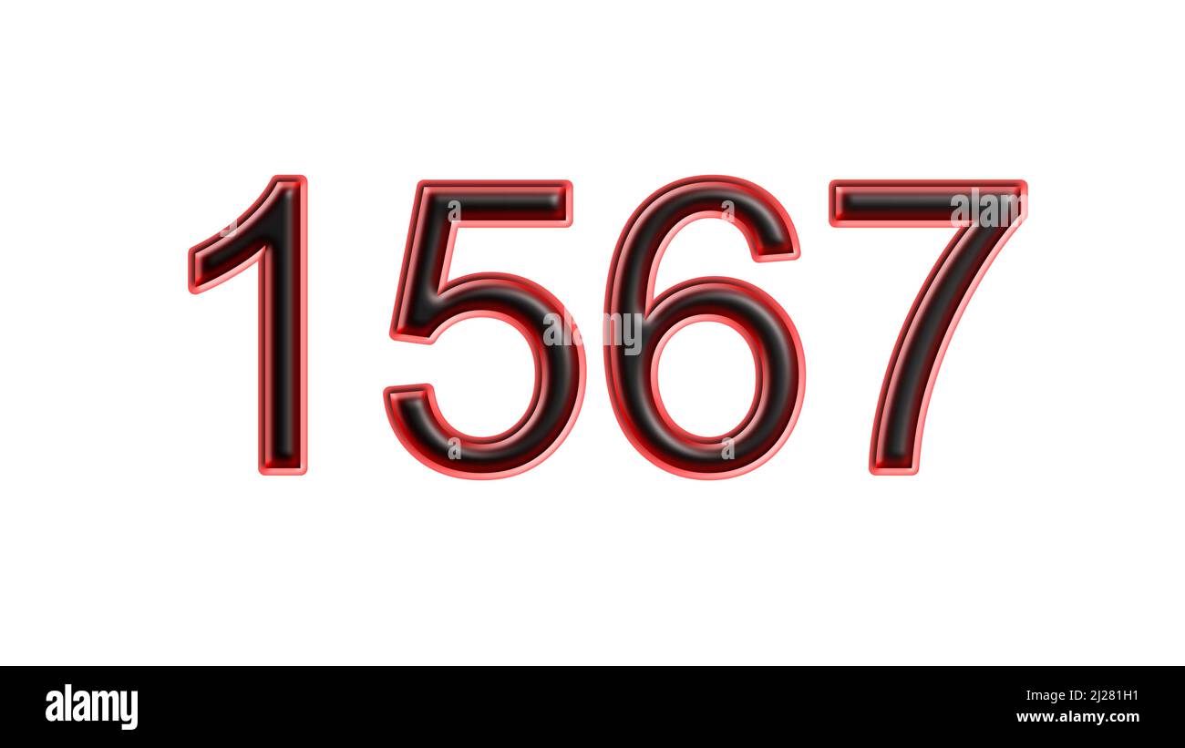 red 1567 number 3d effect white background Stock Photo - Alamy