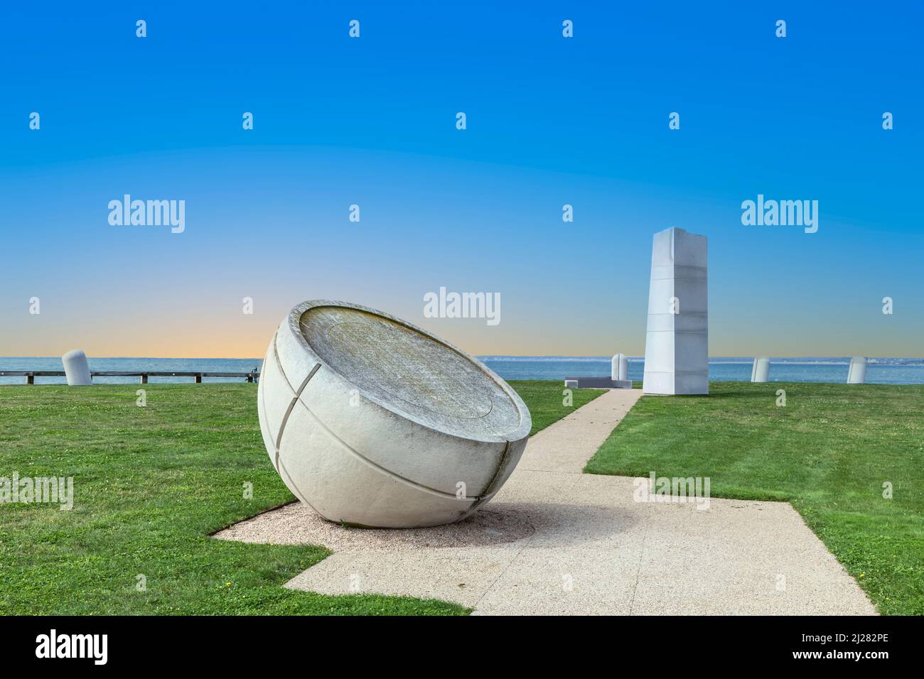 Newport, USA - September 23, 2017: famous Newport Portuguese Discovery Monument . The monument was constructed at Brenton Point, Newport, RI in 1988. Stock Photo