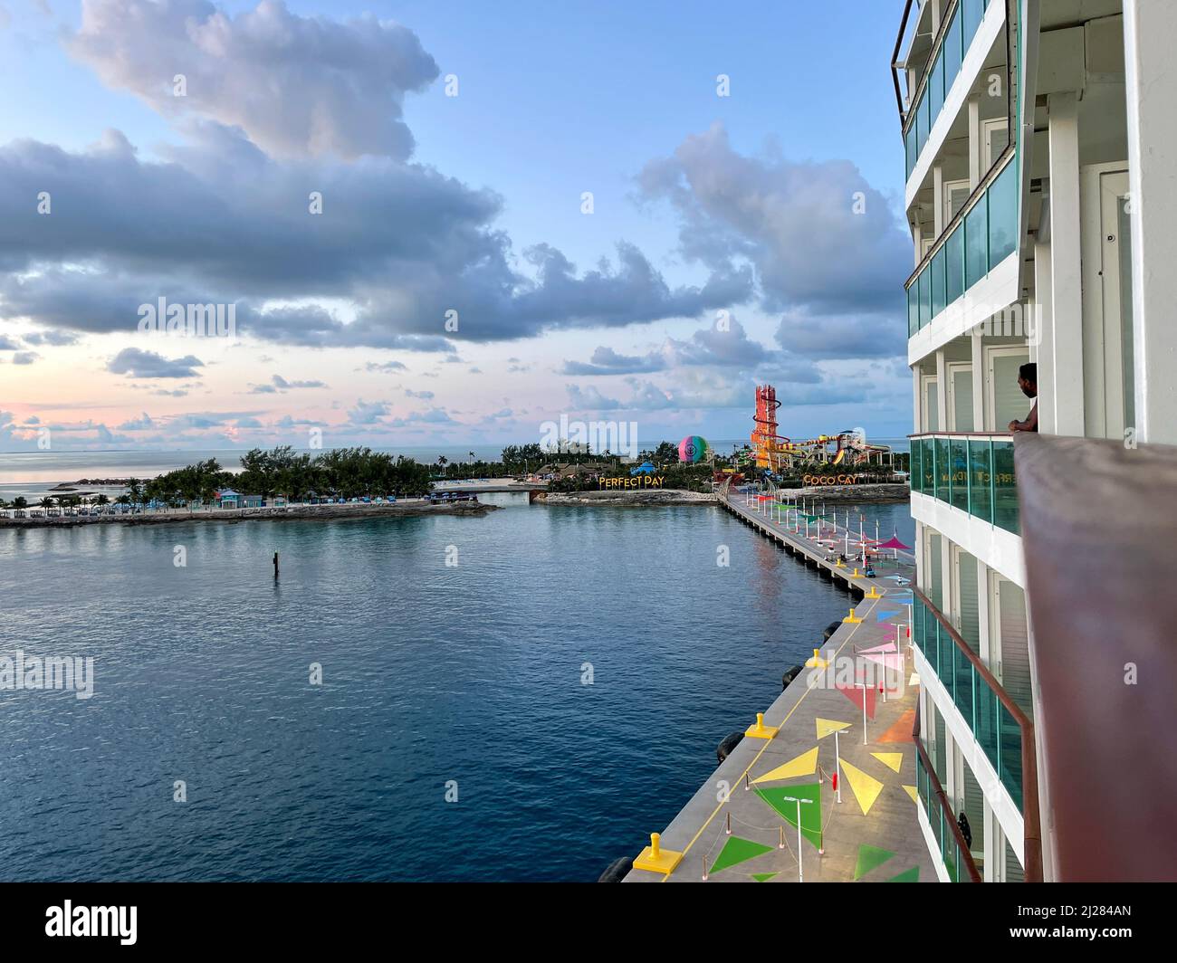 Bahamas - September 16, 2021: An aerial view of Coco Cay Royal 